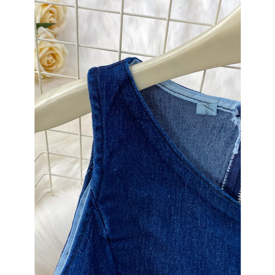 Button Detail Vest and Flare Jeans Denim Set Apparel and Accessories