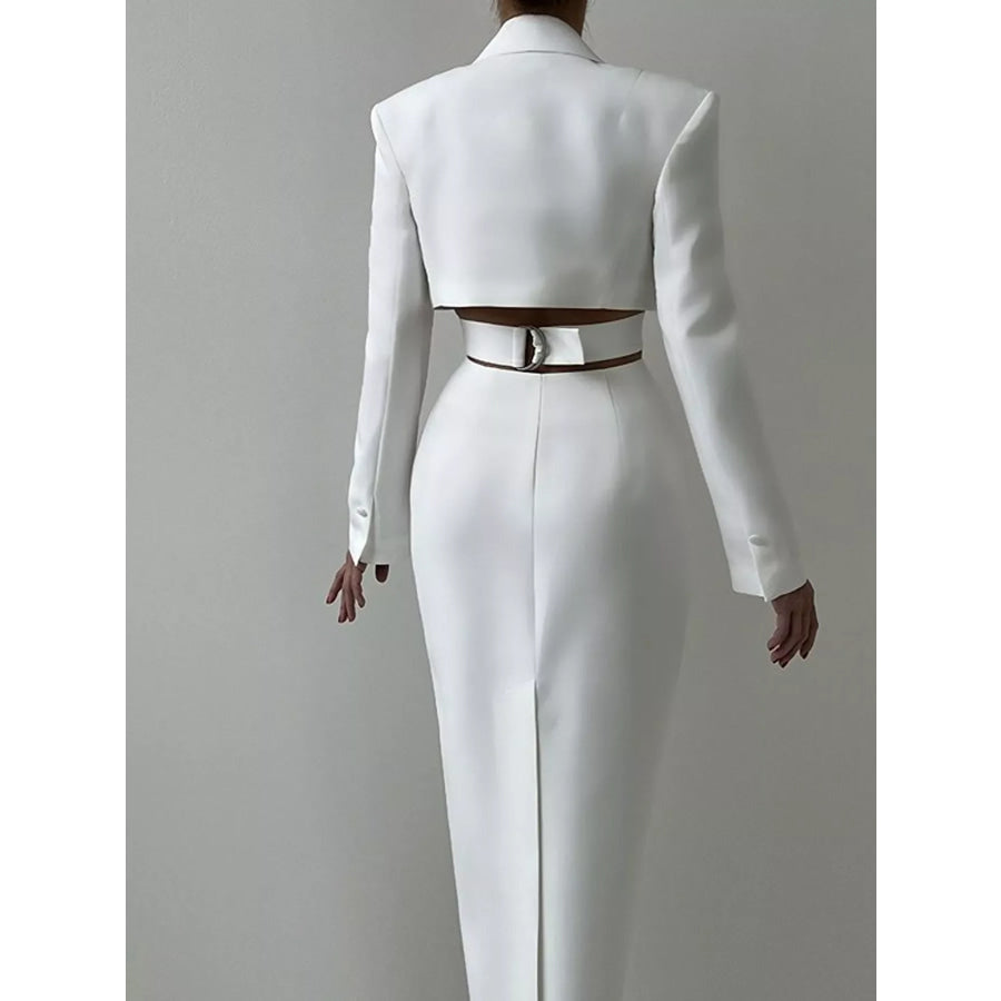 Button-Down Blazer Dress with Cut-out Waist Apparel and Accessories