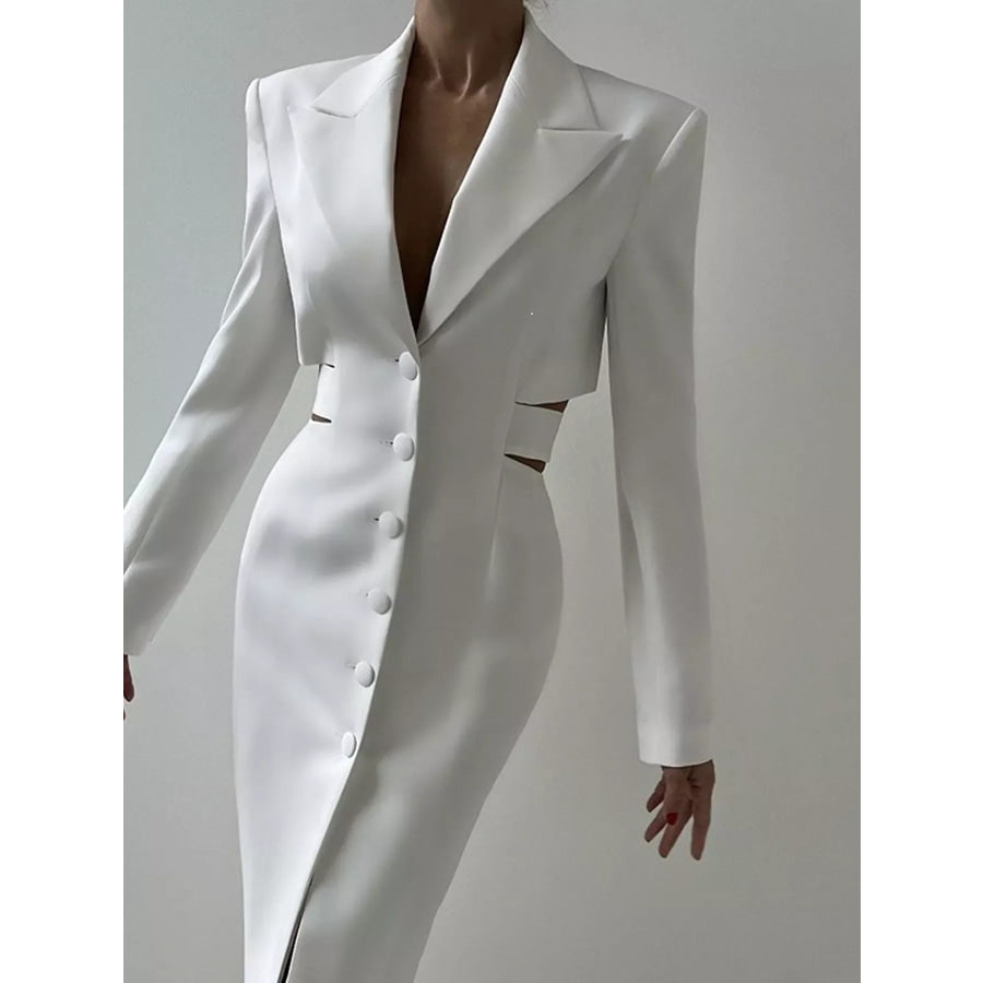 Button-Down Blazer Dress with Cut-out Waist Apparel and Accessories