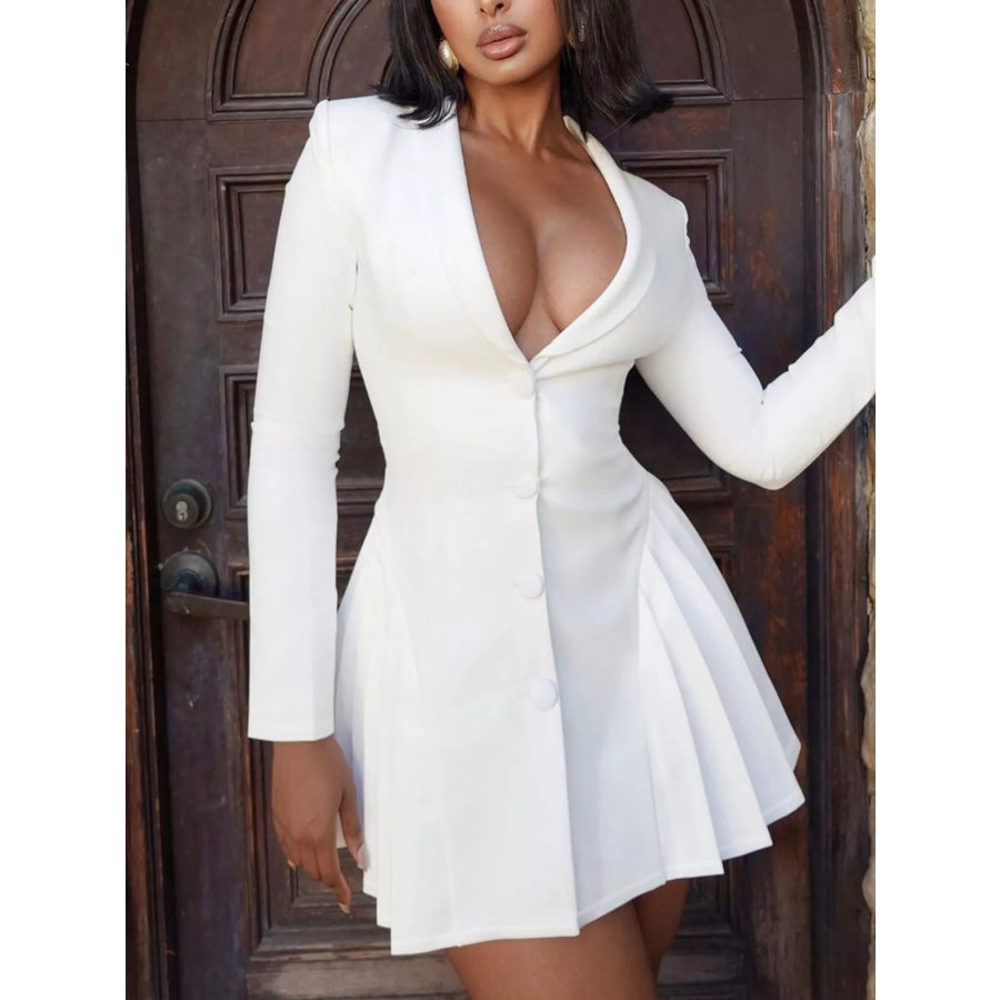 Button Down Blazer Pleated Mini Dress Apparel and Accessories