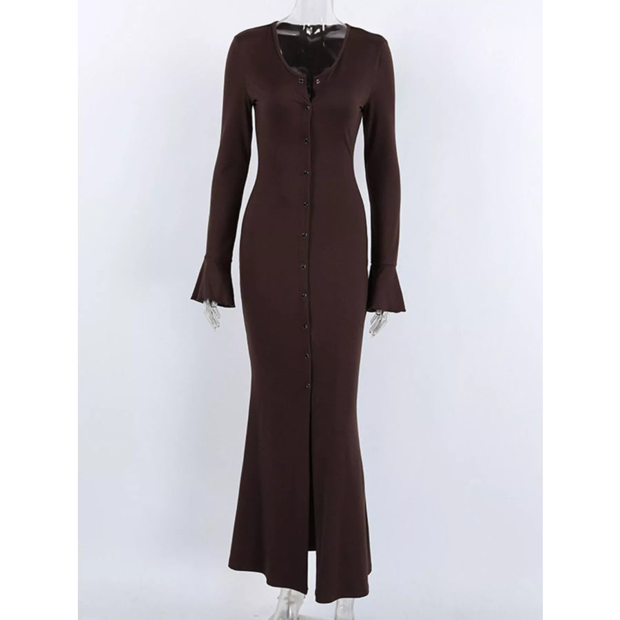 Button-Down Bodycon Maxi Dress Apparel and Accessories