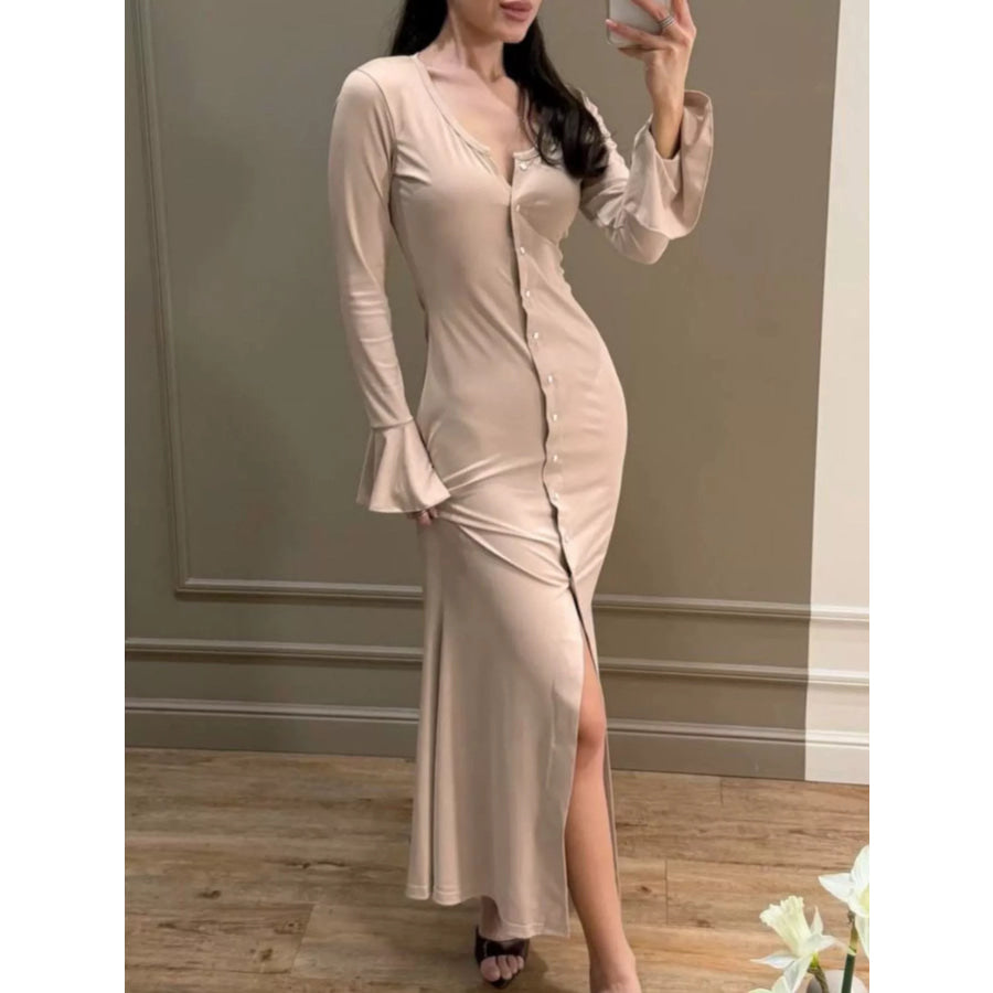Button-Down Bodycon Maxi Dress Apparel and Accessories