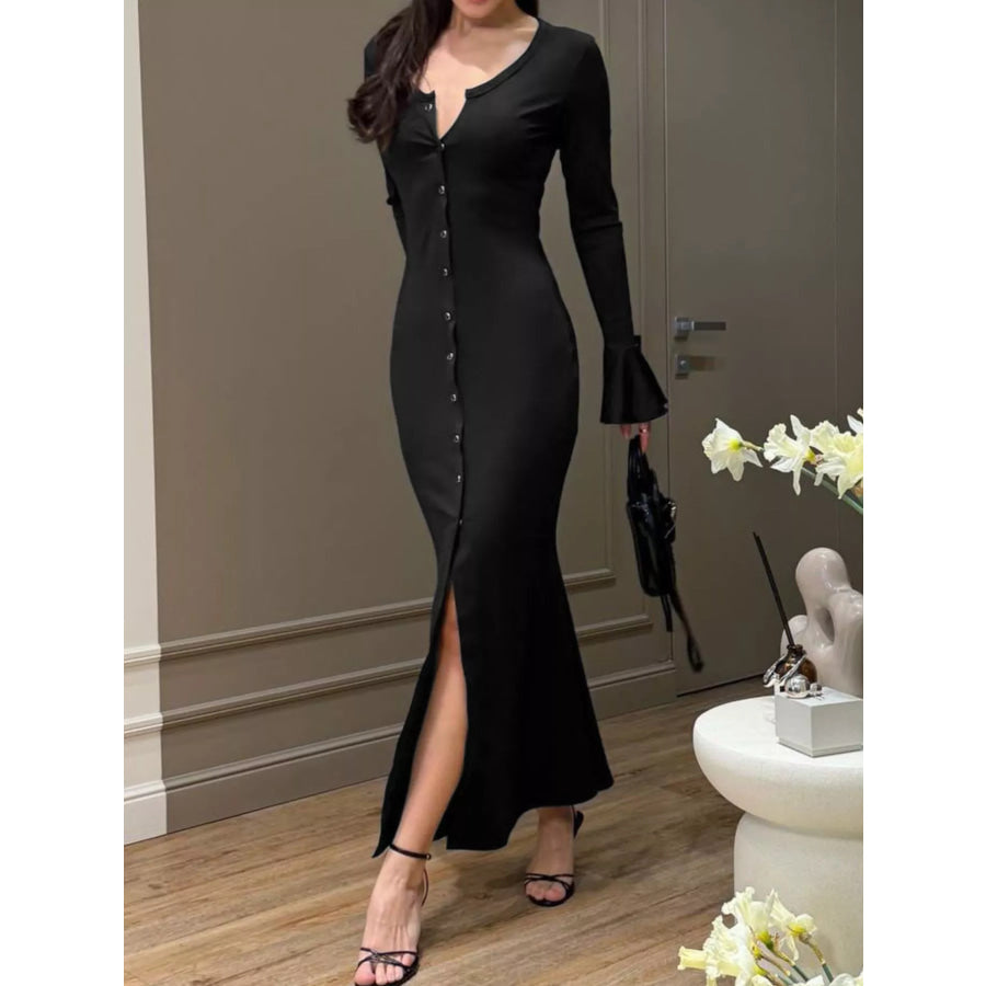 Button-Down Bodycon Maxi Dress Apparel and Accessories