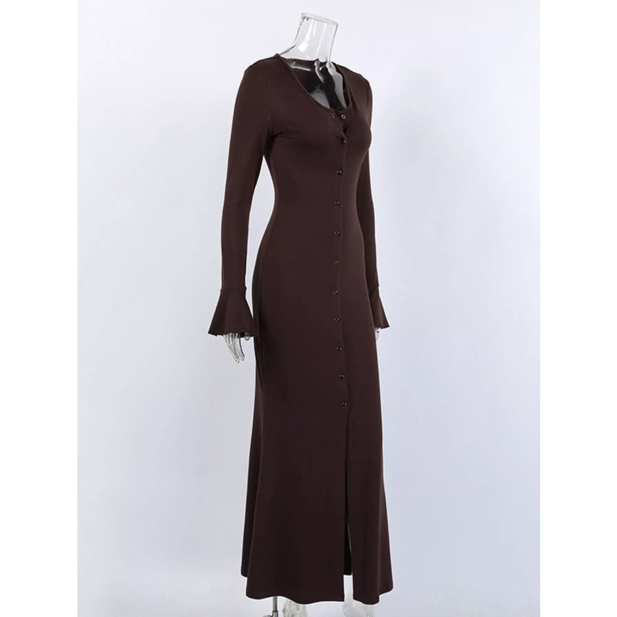 Button-Down Bodycon Maxi Dress Apparel and Accessories