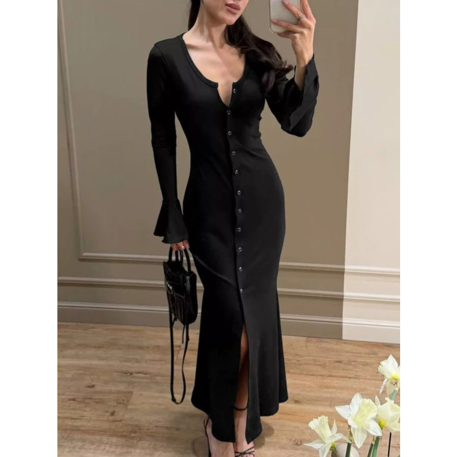 Button-Down Bodycon Maxi Dress Apparel and Accessories