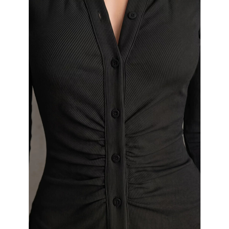 Button-Down Bodycon Mini Dress Apparel and Accessories