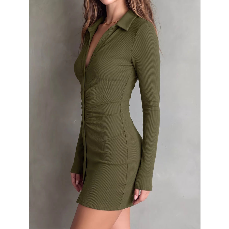 Button-Down Bodycon Mini Dress Apparel and Accessories