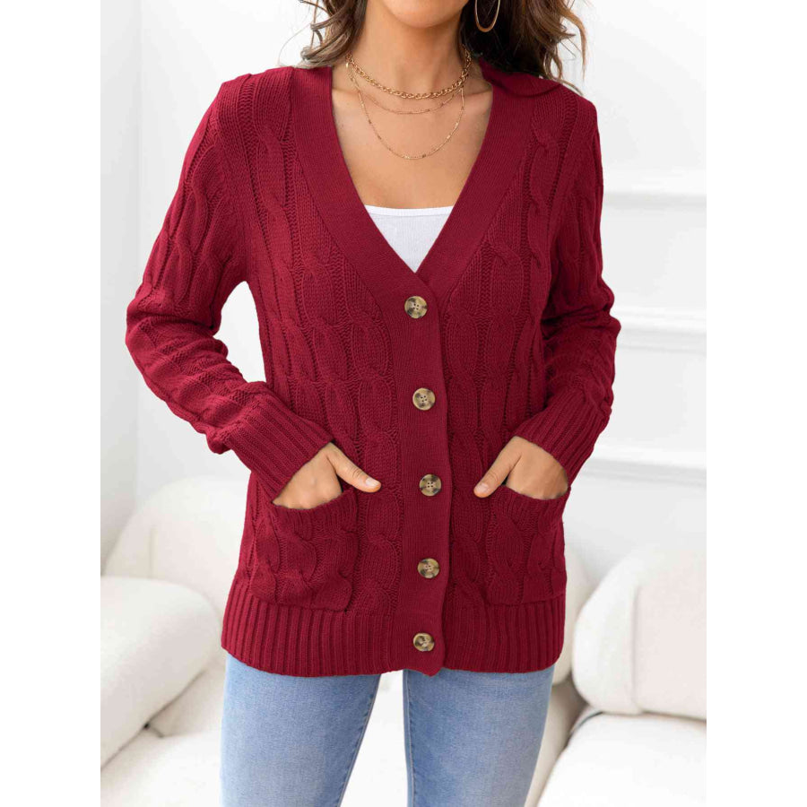 Button Down Cable - Knit Cardigan Apparel and Accessories