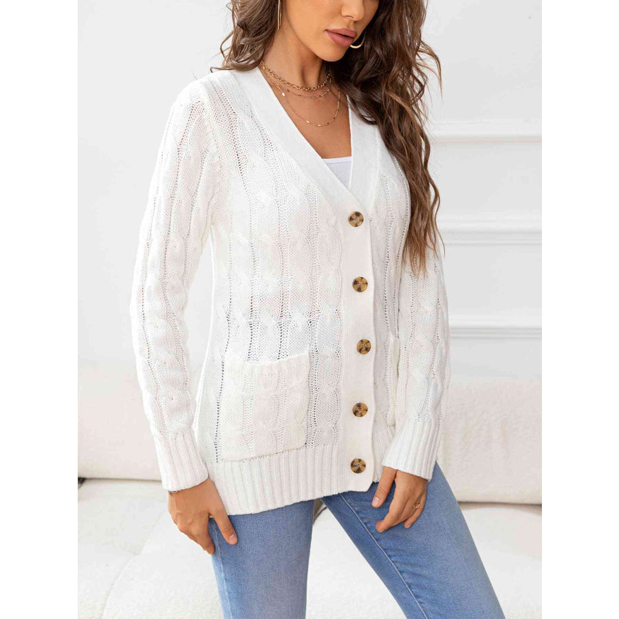 Button Down Cable - Knit Cardigan Apparel and Accessories