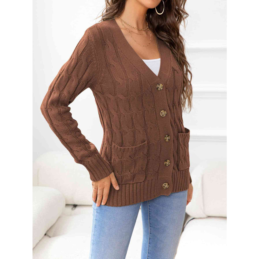 Button Down Cable - Knit Cardigan Apparel and Accessories