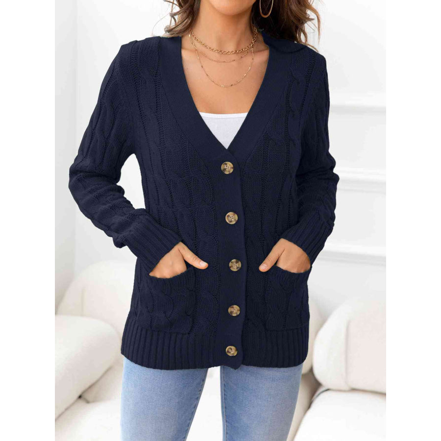 Button Down Cable - Knit Cardigan Apparel and Accessories