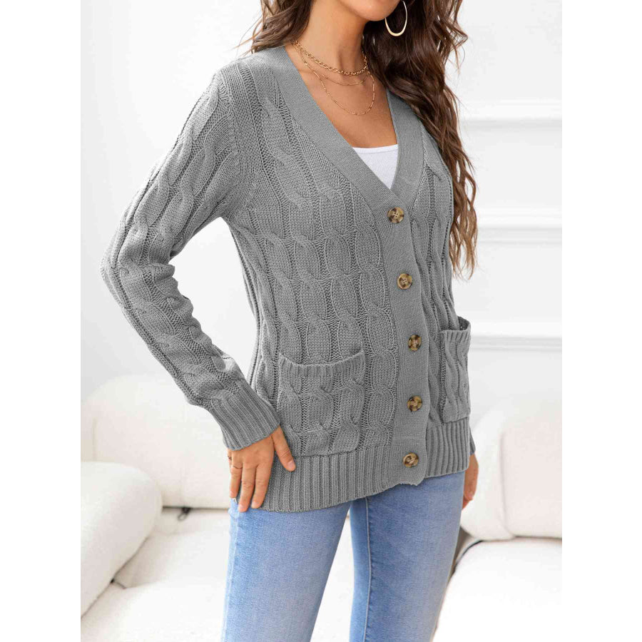 Button Down Cable - Knit Cardigan Apparel and Accessories