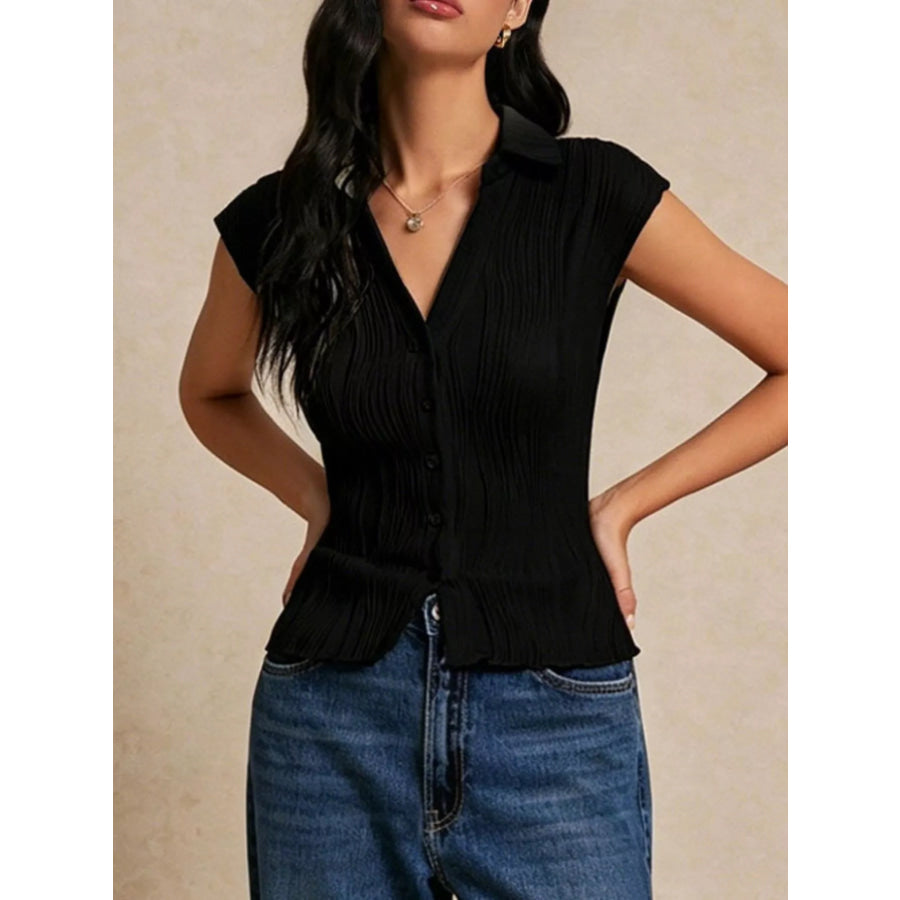 Button-Down Cap Sleeve Shirt Apparel and Accessories