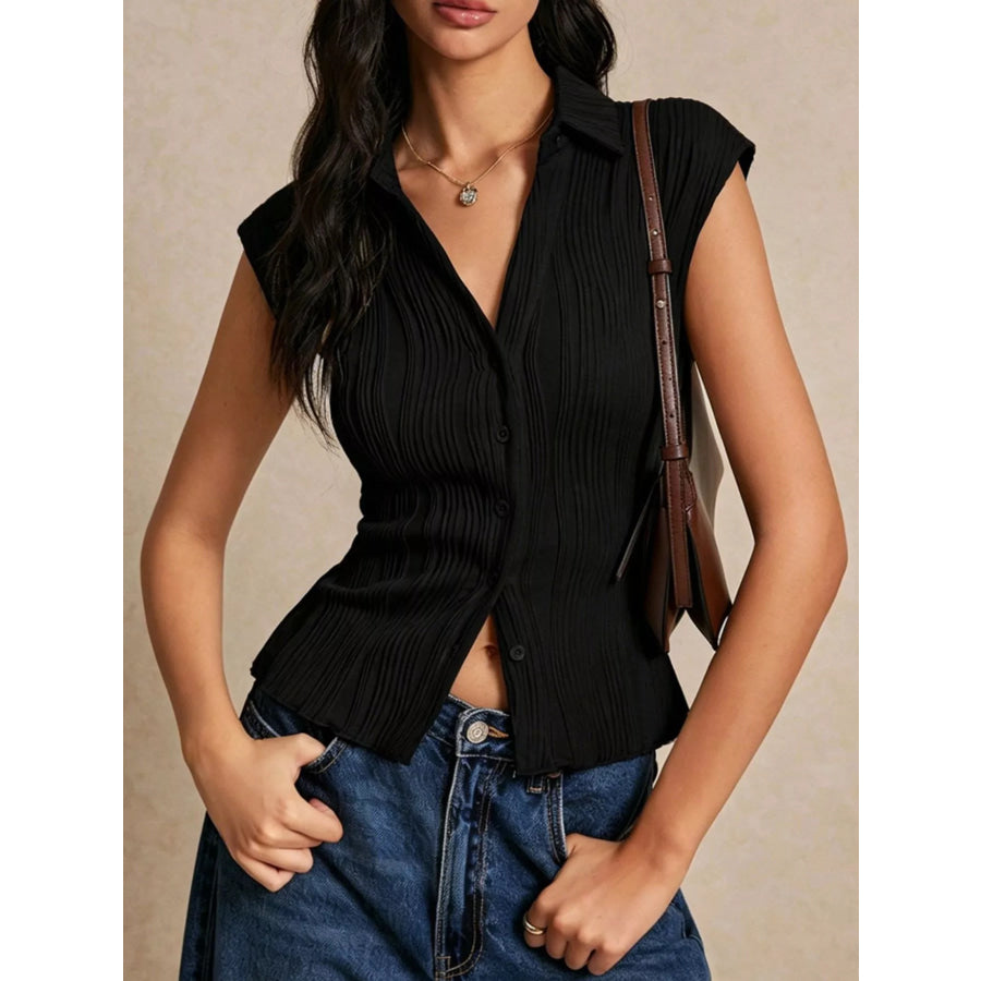 Button-Down Cap Sleeve Shirt Apparel and Accessories