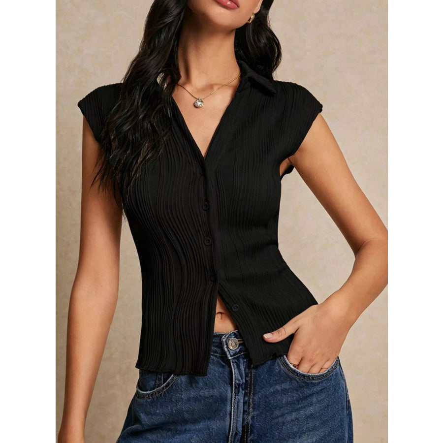 Button-Down Cap Sleeve Shirt Apparel and Accessories