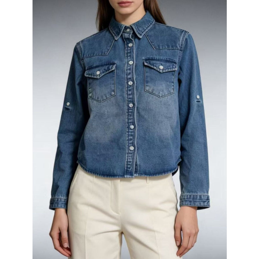 Button Down Classic Western Style Denim Top Apparel and Accessories