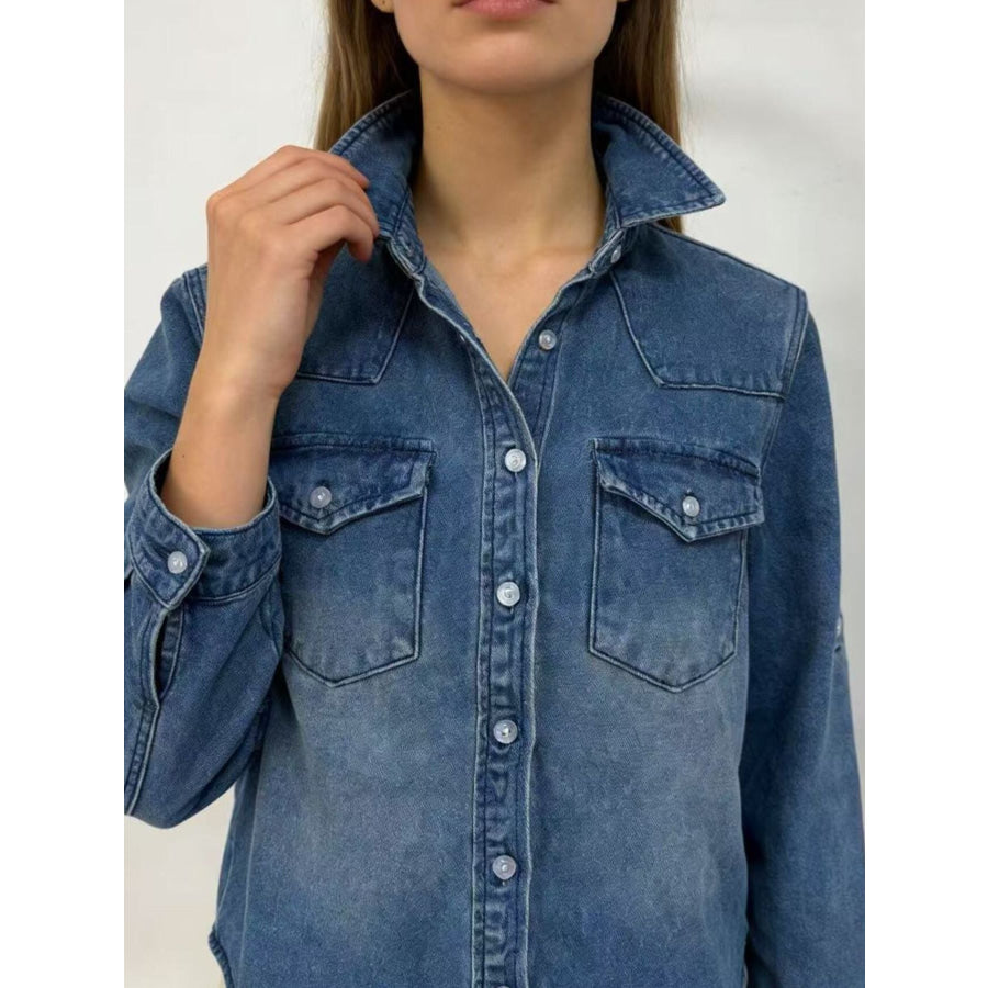 Button Down Classic Western Style Denim Top Apparel and Accessories