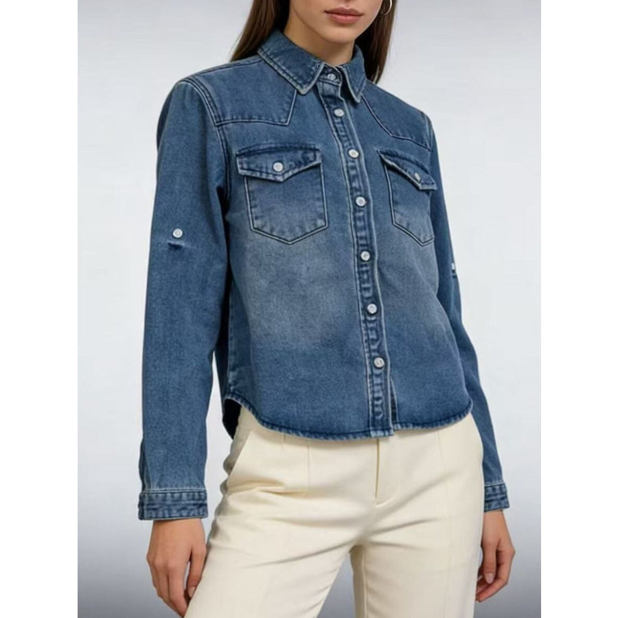 Button Down Classic Western Style Denim Top Apparel and Accessories