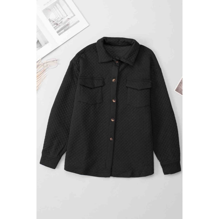 Button Down Collared Jacket Black / S