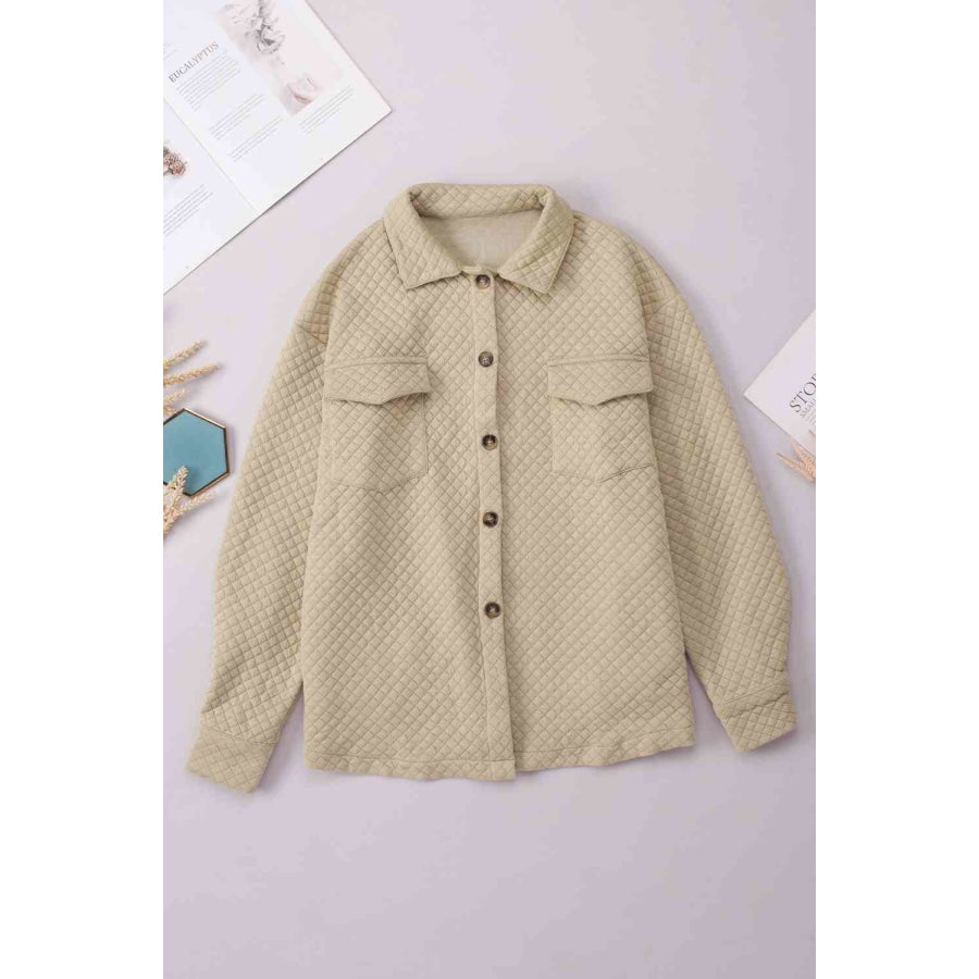 Button Down Collared Jacket Tan / S