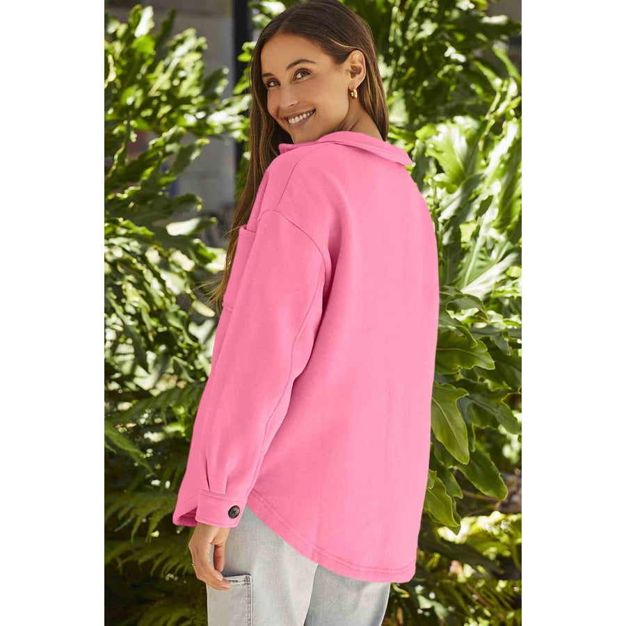 Button Down Collared Jacket Fuchsia Pink / S