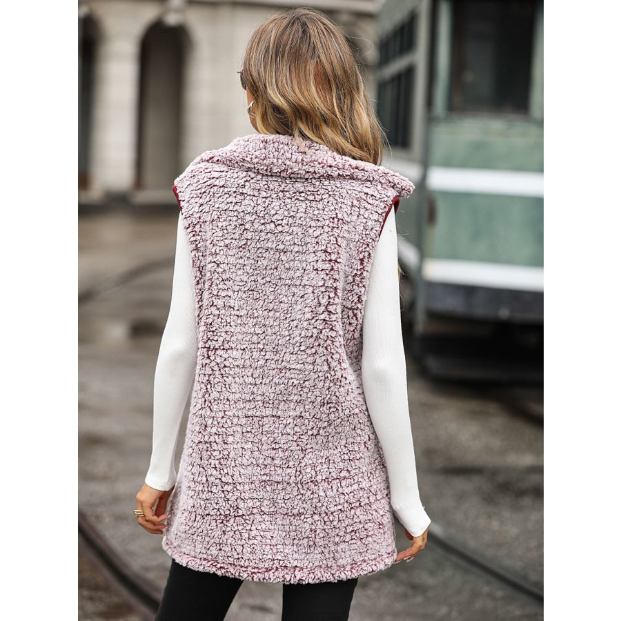 Button Down Collared Neck Vest Dusty Pink / S