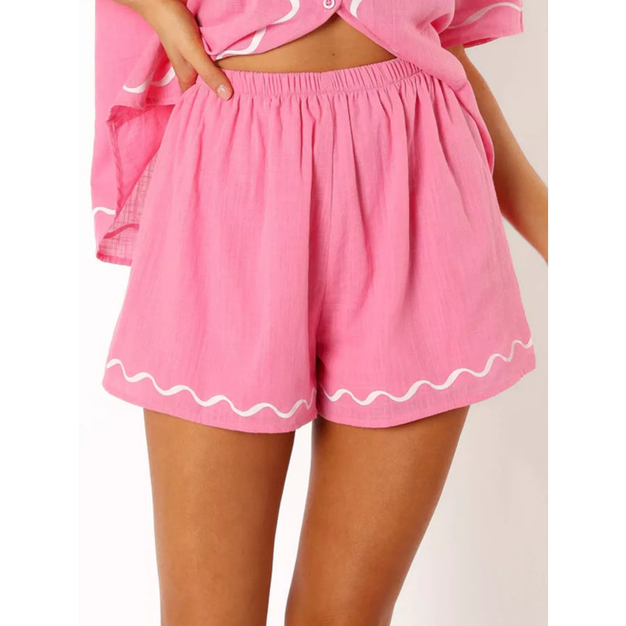 Button Down Contrast Trim Shirt and Shorts Set Apparel and Accessories