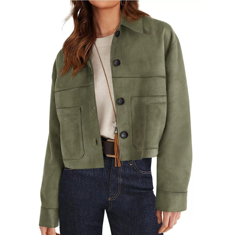 Button-Down Cropped Jacket Apparel and Accessories