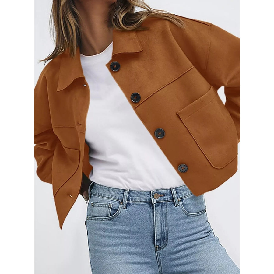 Button-Down Cropped Jacket Caramel / S Apparel and Accessories