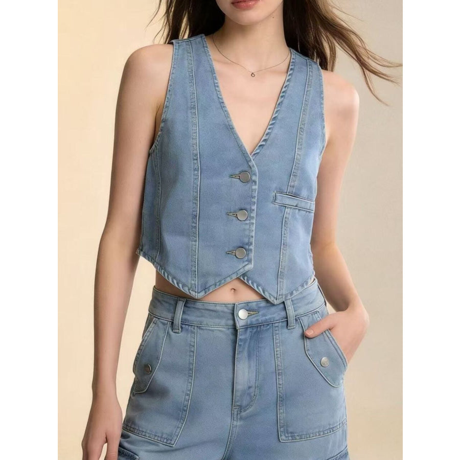 Button-Down Denim Vest Apparel and Accessories