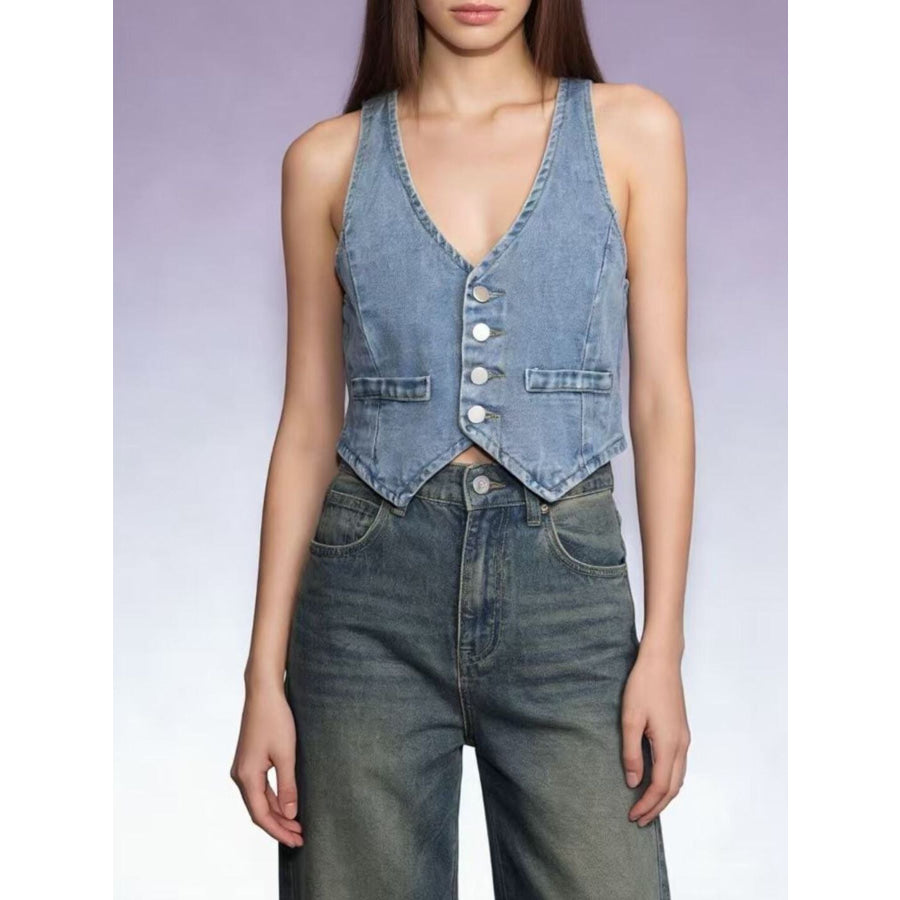 Button-Down Denim Vest Apparel and Accessories