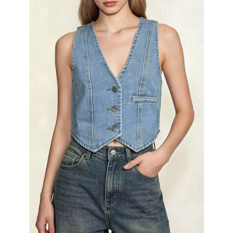 Button-Down Denim Vest Apparel and Accessories