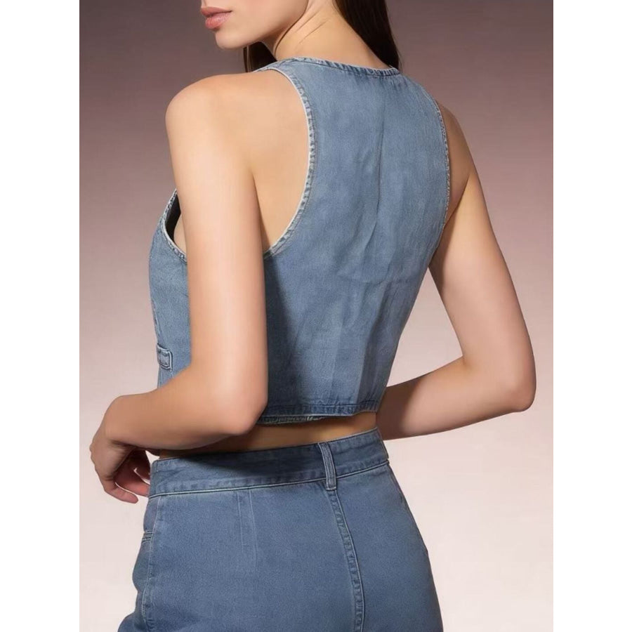 Button-Down Denim Vest Apparel and Accessories