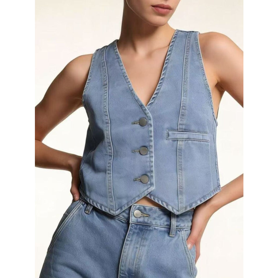 Button-Down Denim Vest Apparel and Accessories
