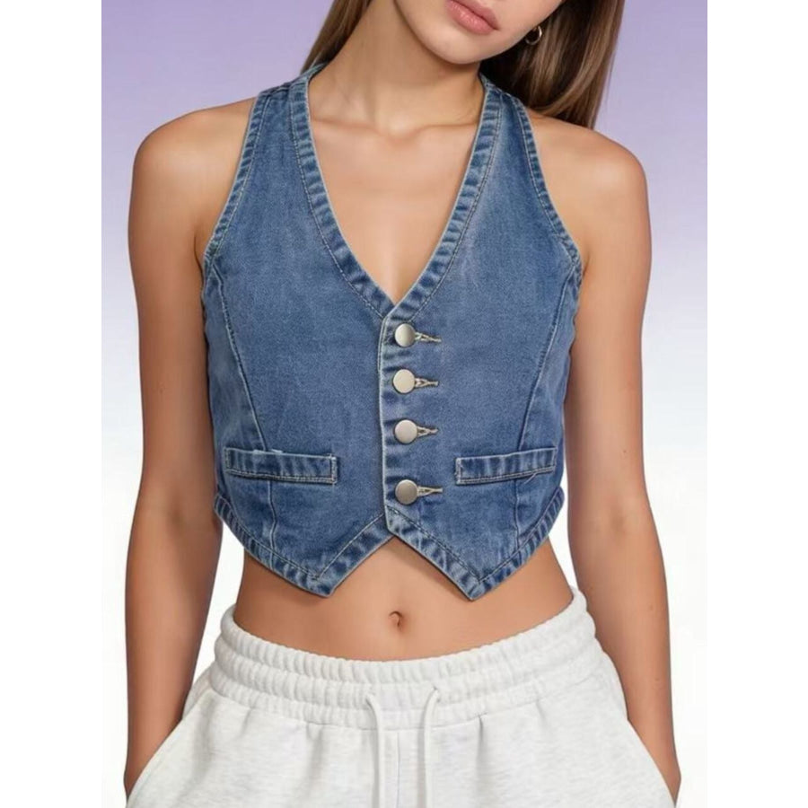 Button-Down Denim Vest Apparel and Accessories