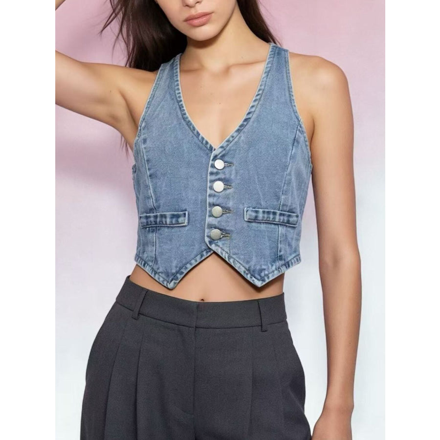 Button-Down Denim Vest Apparel and Accessories