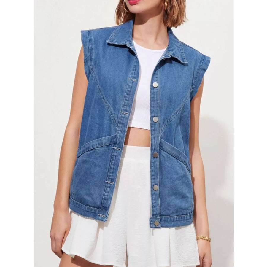 Button-Down Denim Vest Apparel and Accessories