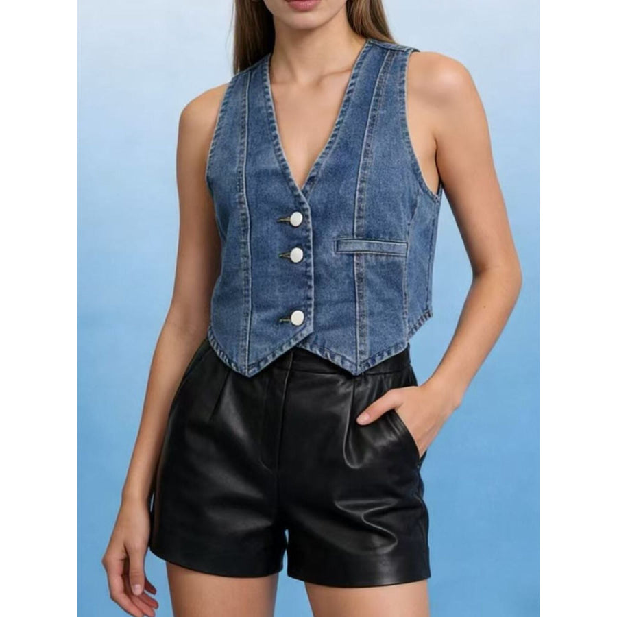 Button-Down Denim Vest Apparel and Accessories