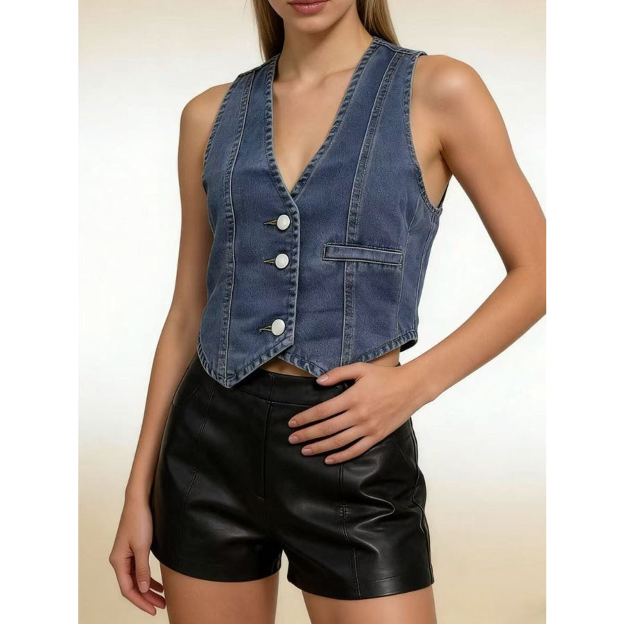 Button-Down Denim Vest Apparel and Accessories