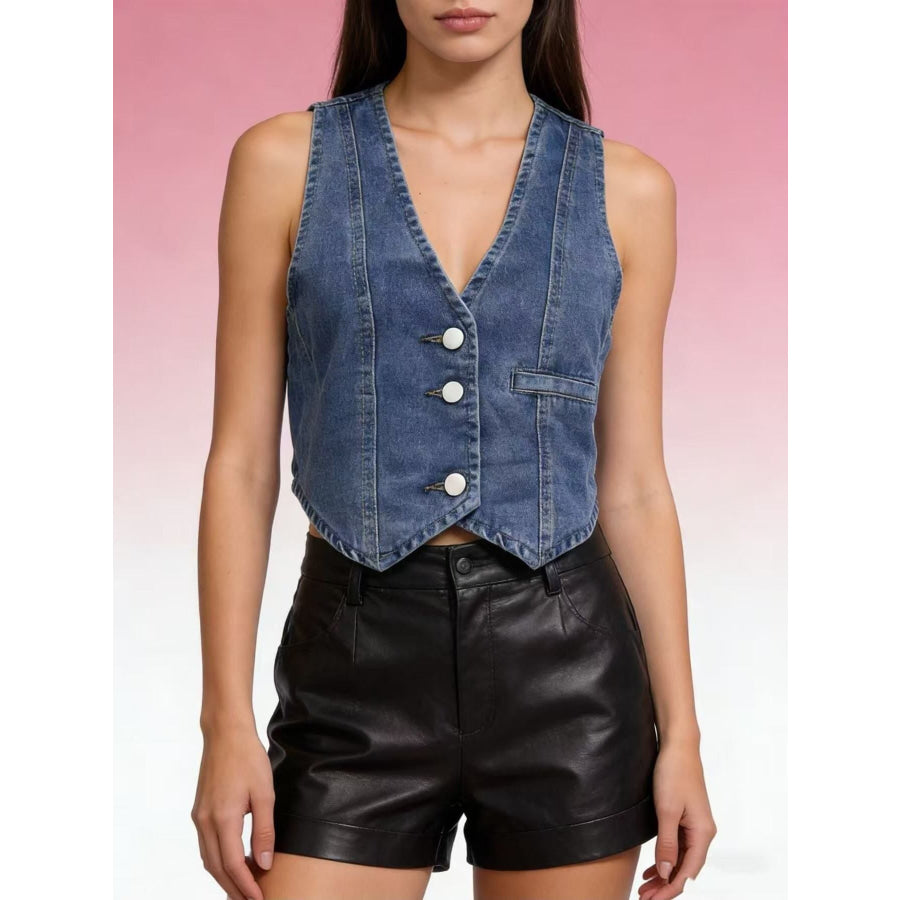 Button-Down Denim Vest Apparel and Accessories