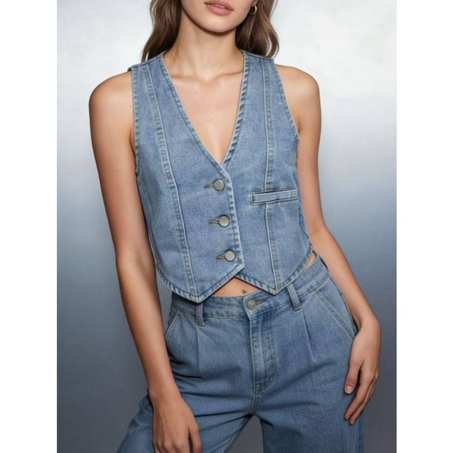 Button-Down Denim Vest Apparel and Accessories