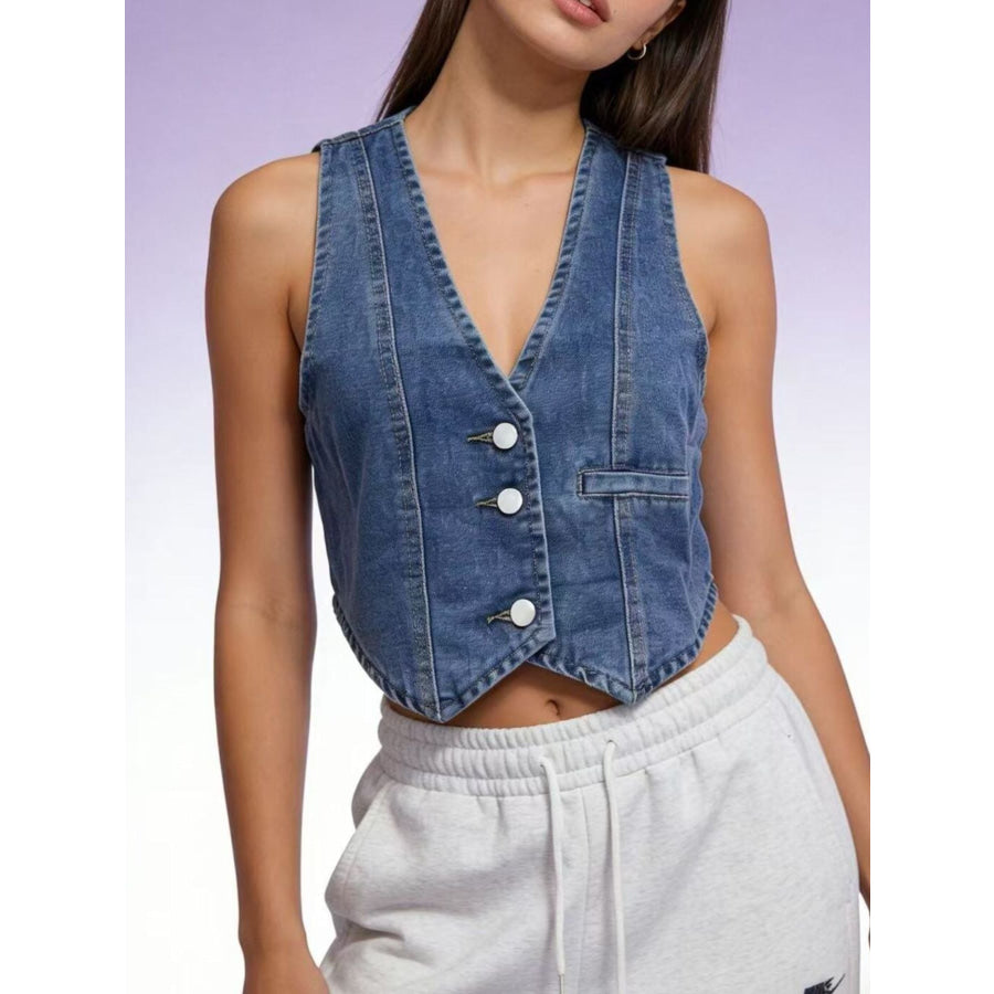 Button-Down Denim Vest Apparel and Accessories