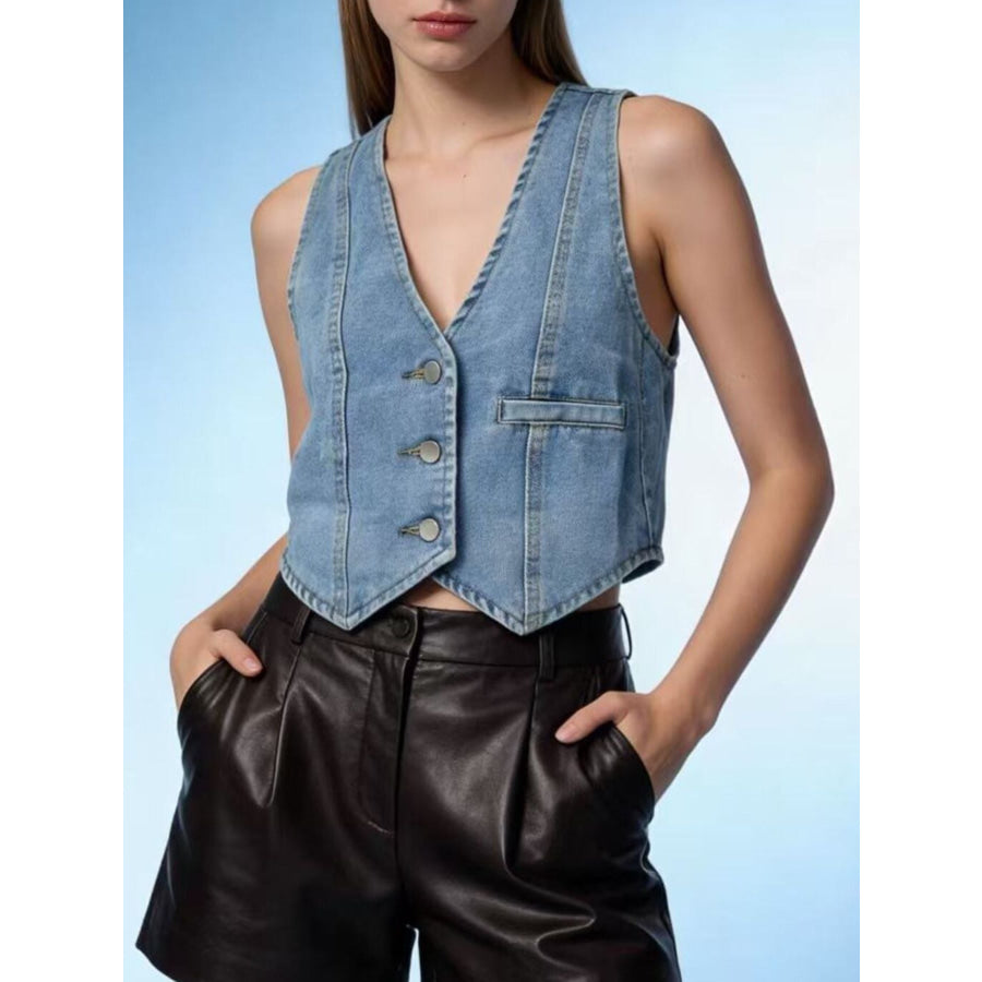 Button-Down Denim Vest Apparel and Accessories
