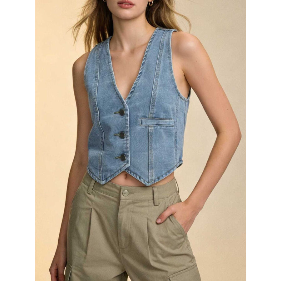 Button-Down Denim Vest Apparel and Accessories