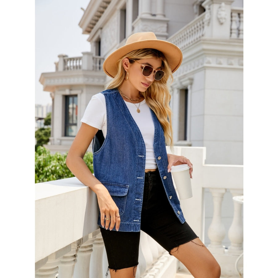 Button Down Denim Vest