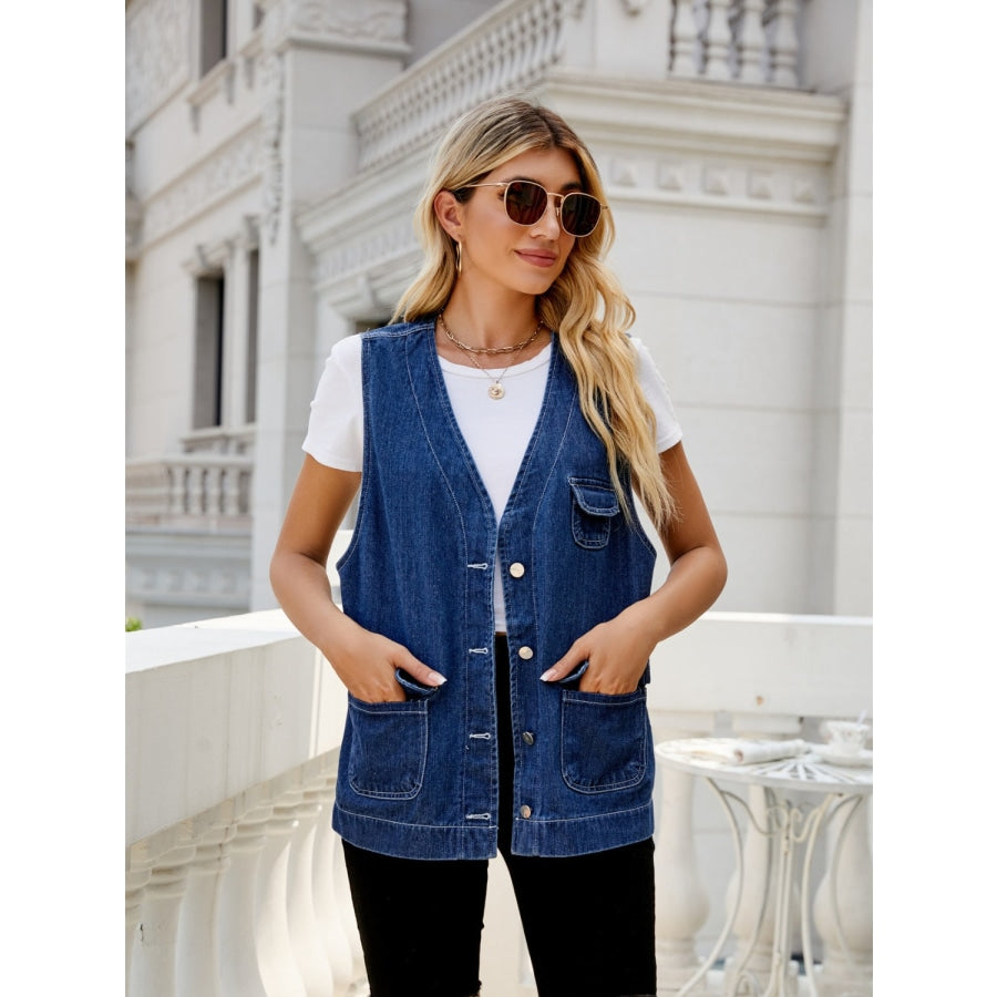 Button Down Denim Vest