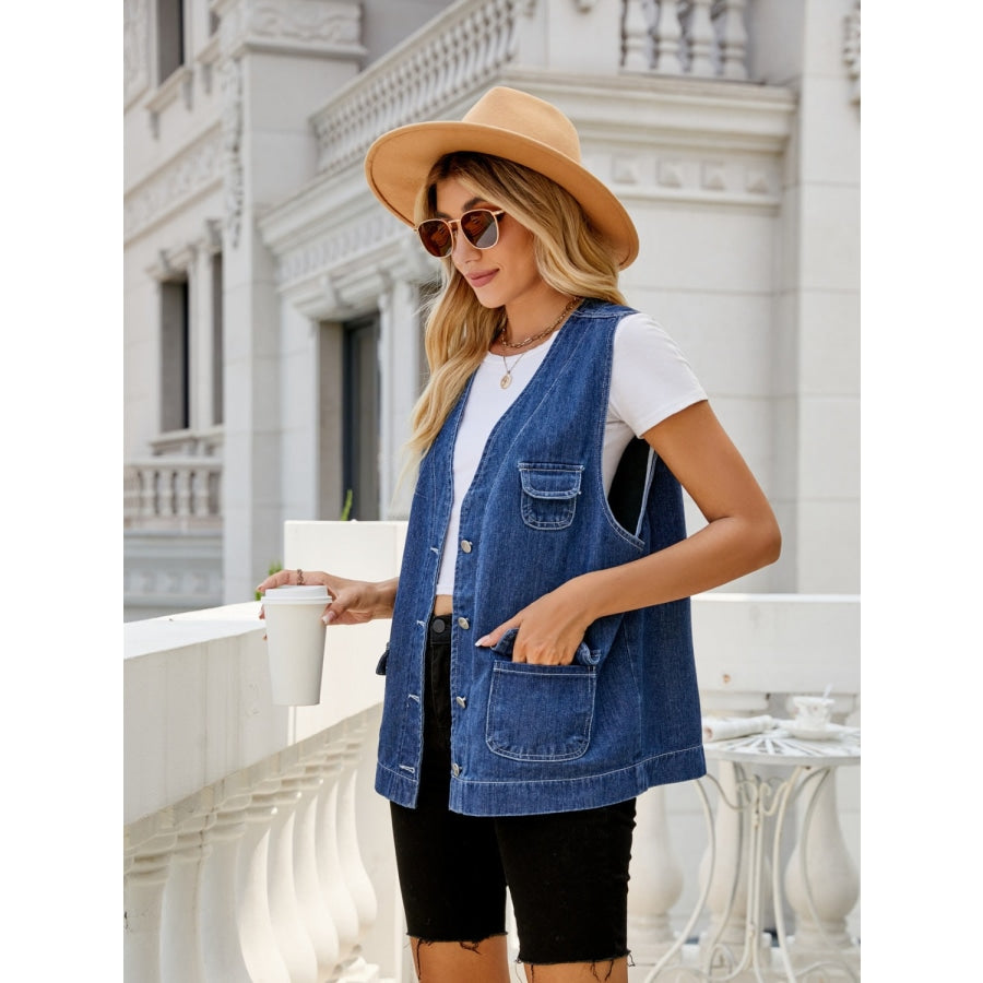 Button Down Denim Vest