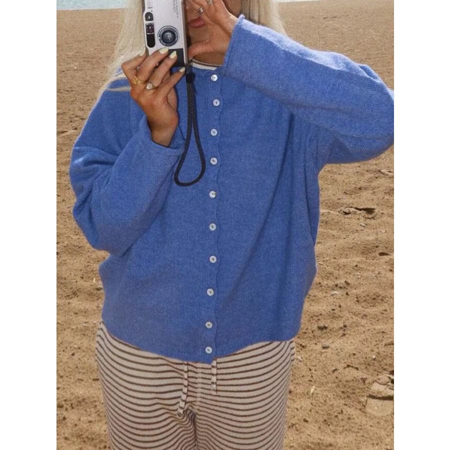 Button-Down Dropped Shoulder Cardigan Apparel and Accessories