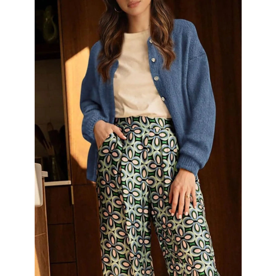 Button-Down Dropped Shoulder Cardigan Apparel and Accessories