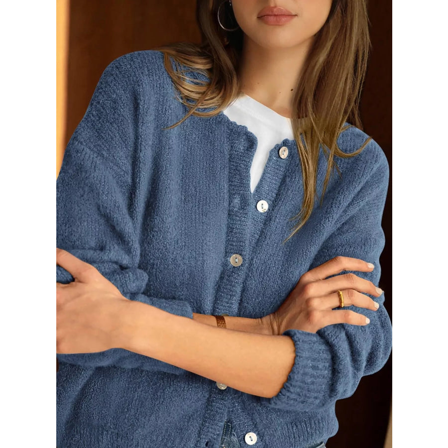 Button-Down Dropped Shoulder Cardigan Apparel and Accessories